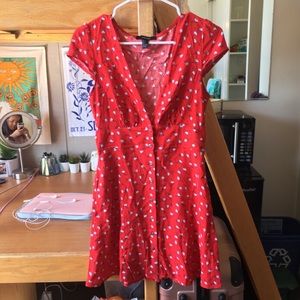 RED FLORAL PRINT BUTTON DOWN DRESS SIZE SMALL